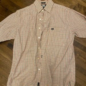 Echo Blue and Red Plaid Button Up Tee Shirt